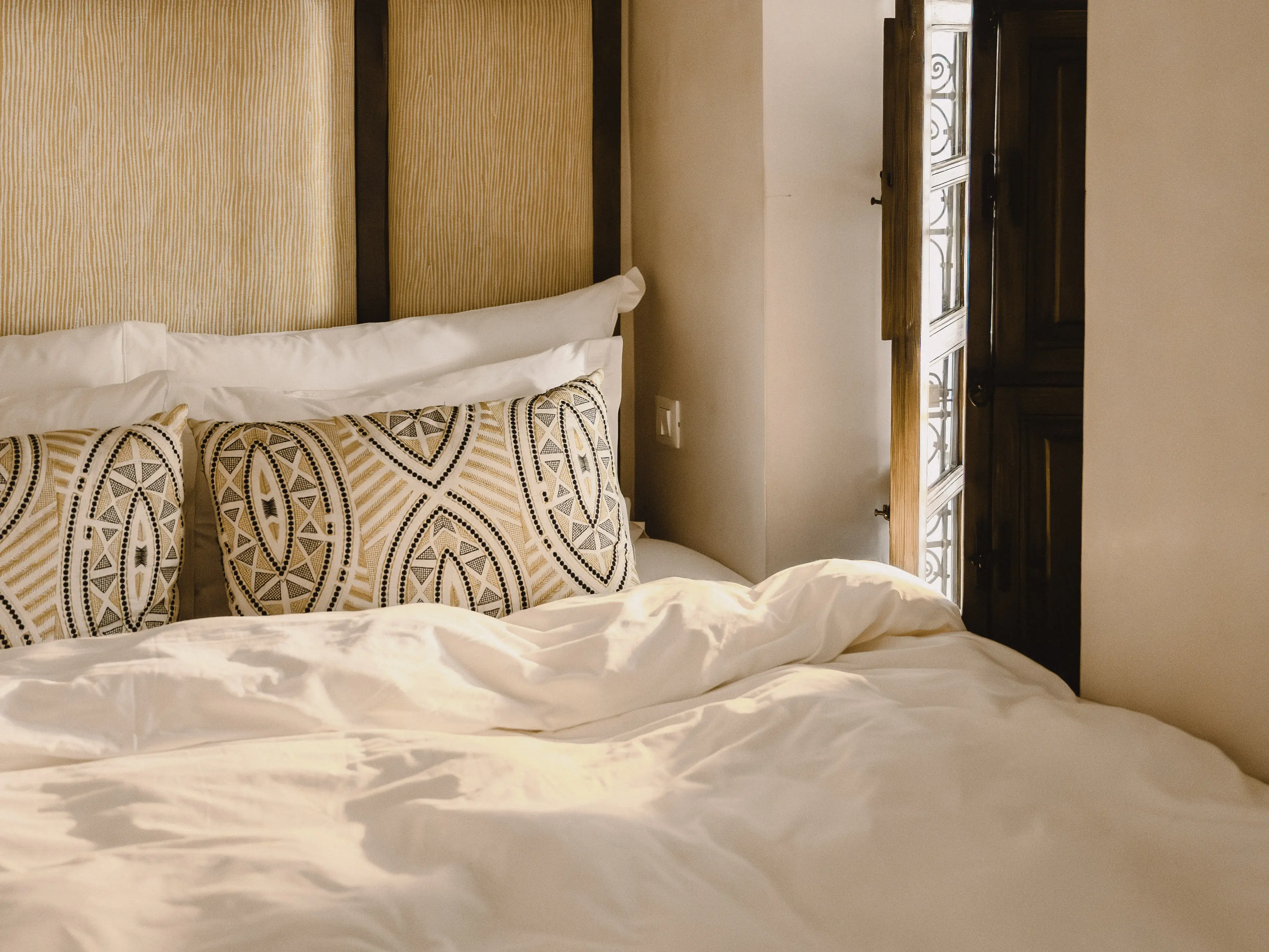 Light shining through the window on a pillow